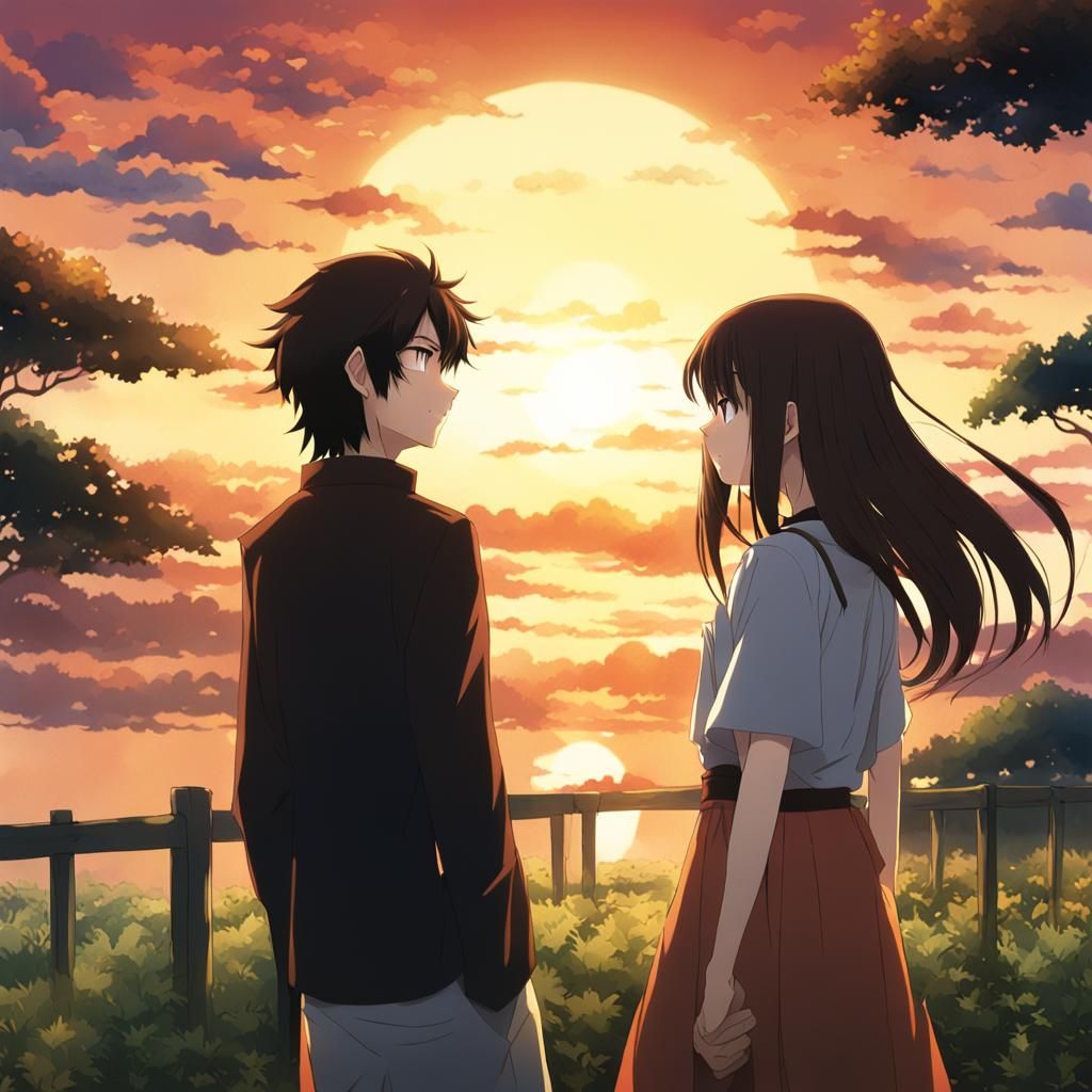Download free Anime Scenery Sunset Field Wallpaper - MrWallpaper.com