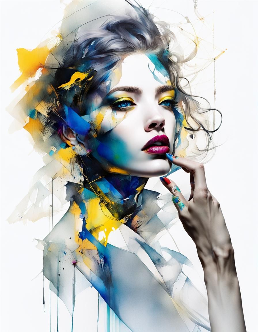 Ethereal Woman's Profile with Bold Colors and Juxtaposition