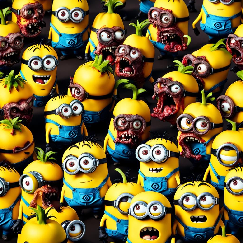 Minions turn into zombie fruits - AI Generated Artwork - NightCafe Creator