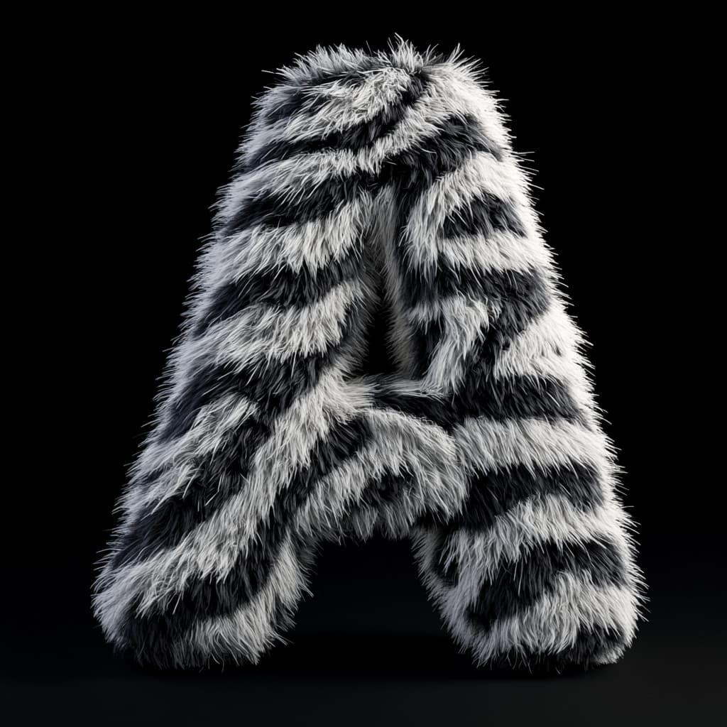 Alphabet (Letters and Numbers) Designed With A Zebra Furry Texture | Midjourney AI image prompt 710 in my tutorials!