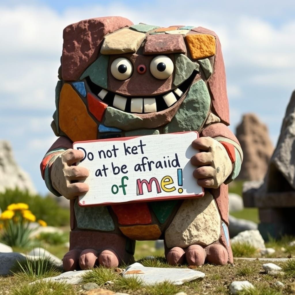 Friendly stone mosaic monster