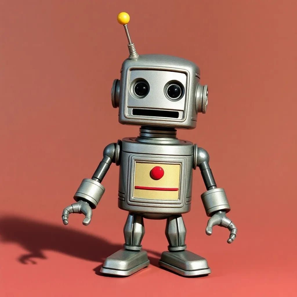 Creating an image of Buck Rogers' robot sidekick, Wiley, a small, humanoid robot with a mischievous personality