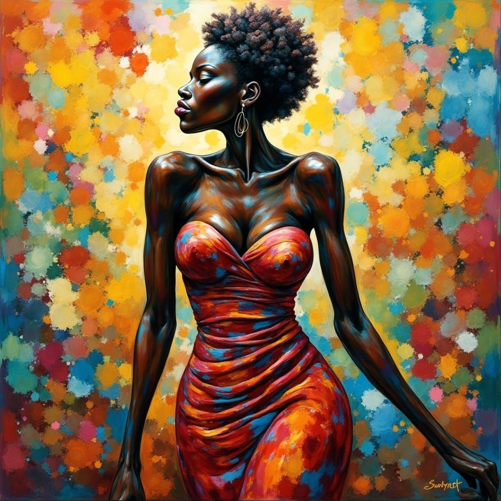 <lora:MarvModel:1.0>

A  BLACK woman neo-impressionism expressionist style oil painting, smooth post-impressionist impasto acrylic painting,...