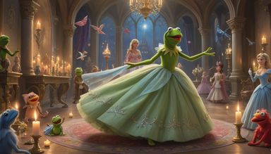 The painting depicts a Kermit as Cinderella: Imagine Kermit in ...