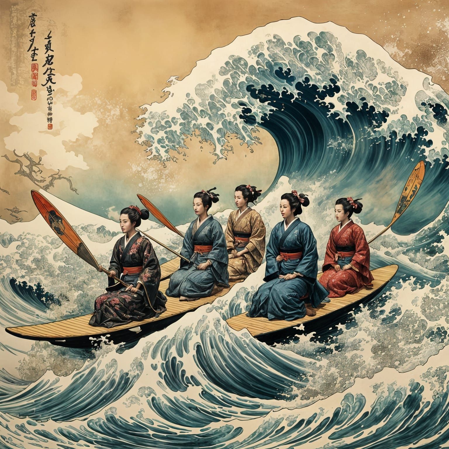 Olympic Geisha Surfing  by @Loving the Impressionists