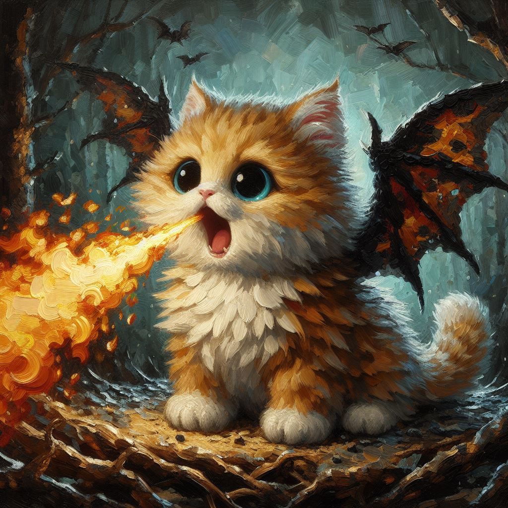 Fluffy dragon cat