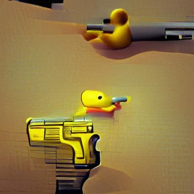 yellow duck holding a gun