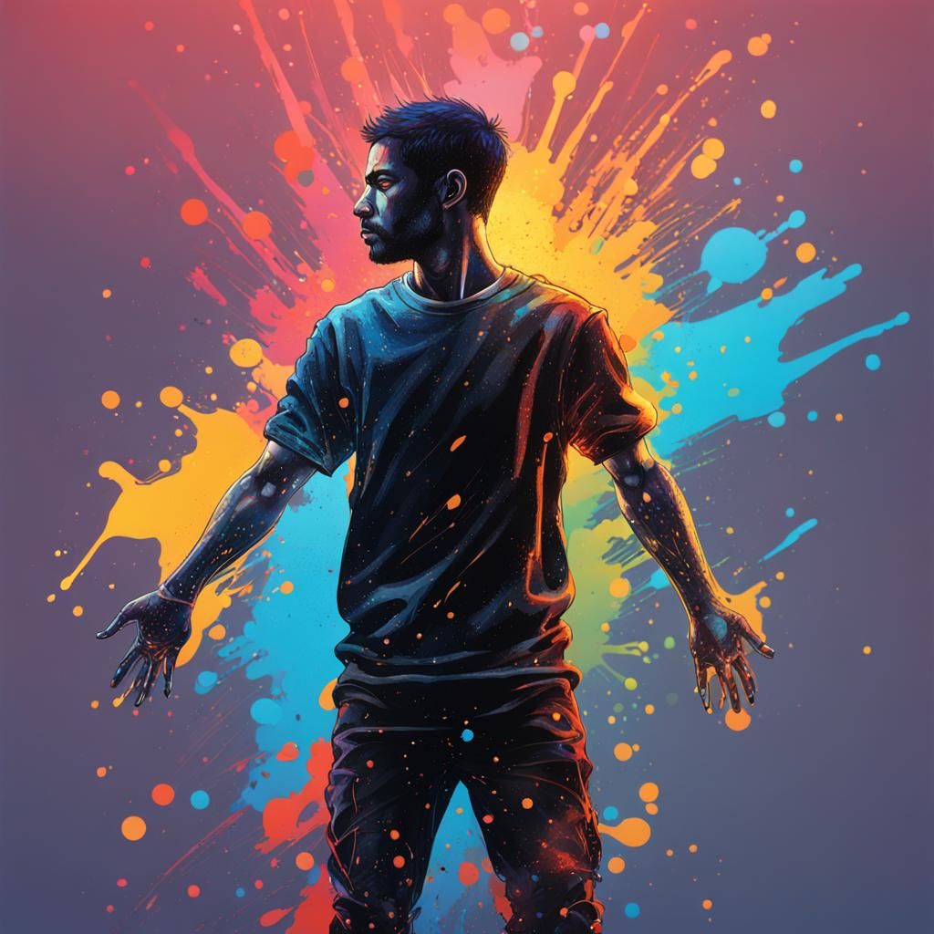 VIDEO TEST: human being, full-body outline. Hyperrealistic, splash art, concept art, mid shot, intricately detailed, col...