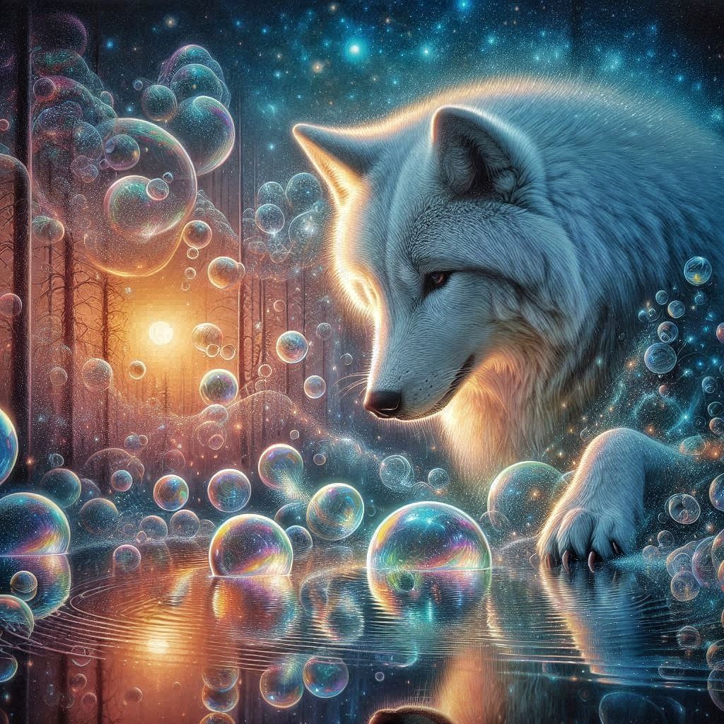 Magical white wolf