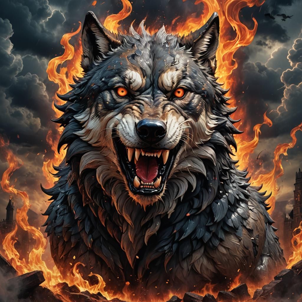 This tattoo features a striking wolf alongside a meaningful quote. The phrase “Volo sed non possum; tamen in pugna manebo.” appears in a dra...