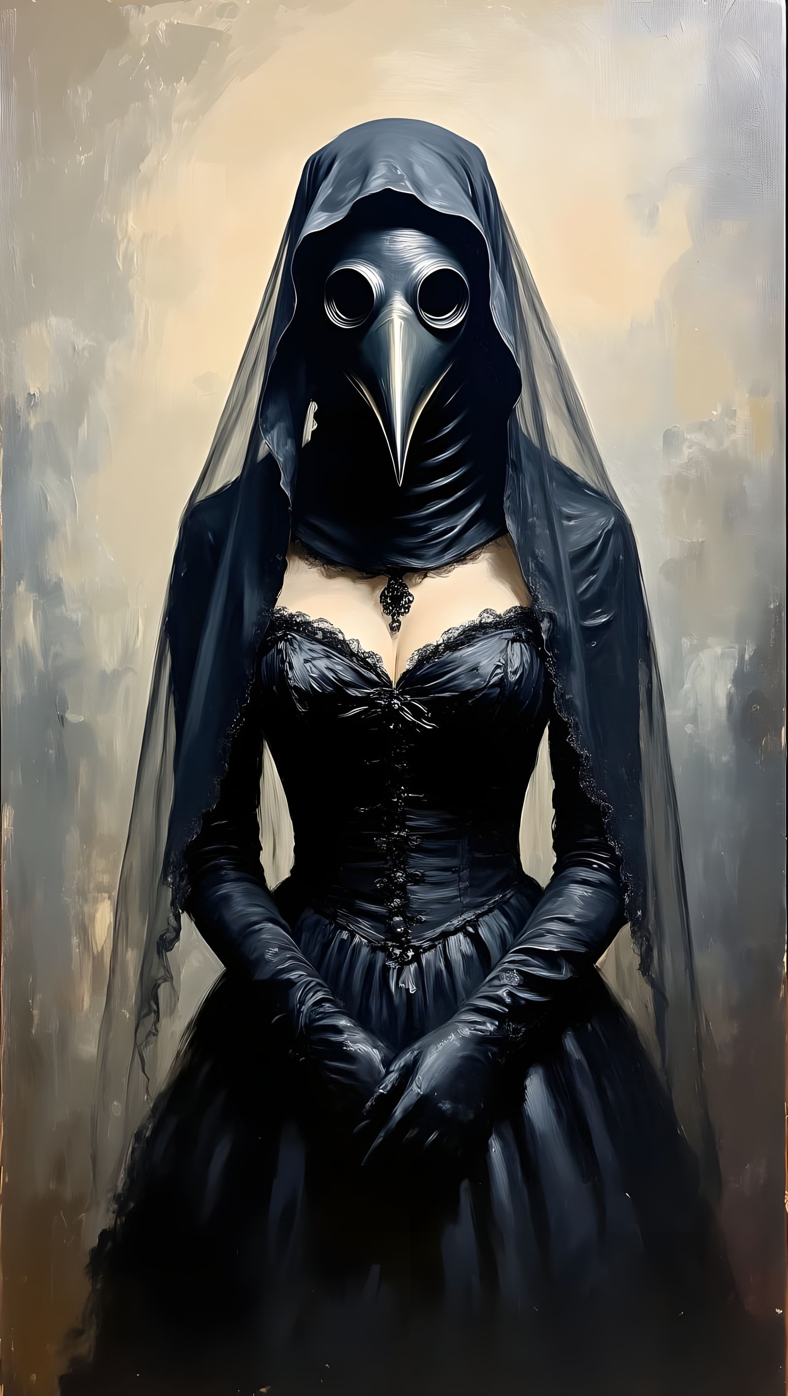 Elegant Black Wedding Portrait in Oil