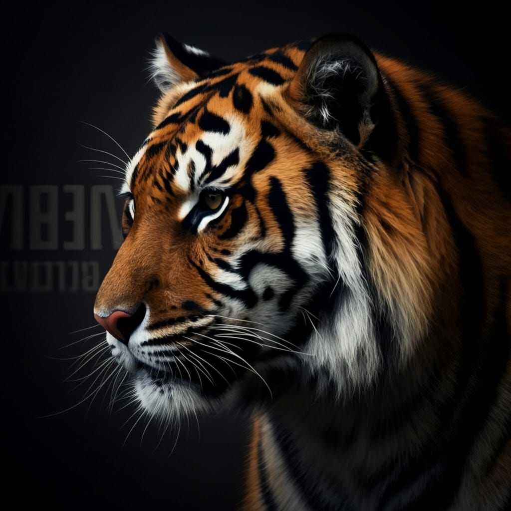 Glowing Tiger Face with 'BEAUTIFUL' Text