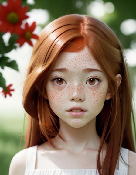 Auburn-haired Girl Picking Flowers: Anime Key Visual