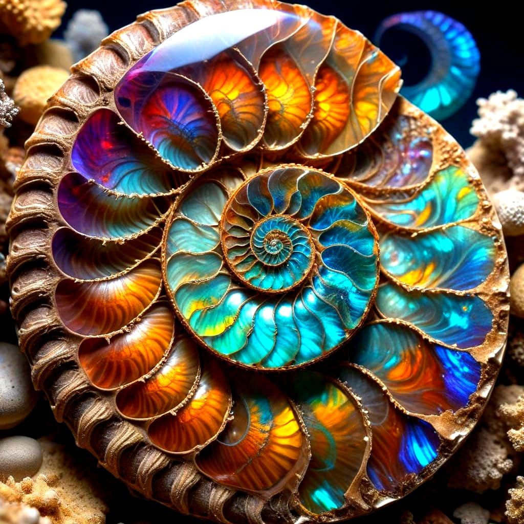 Ammonite fossil fractal  by @Daleone