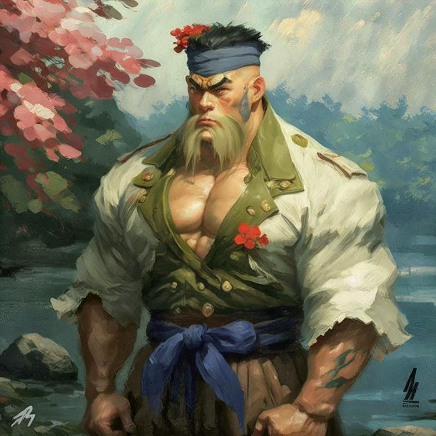 Midjourney v4: Jean Claude Van Monet loves cherry blossoms (not for the challenge—just for fun!)