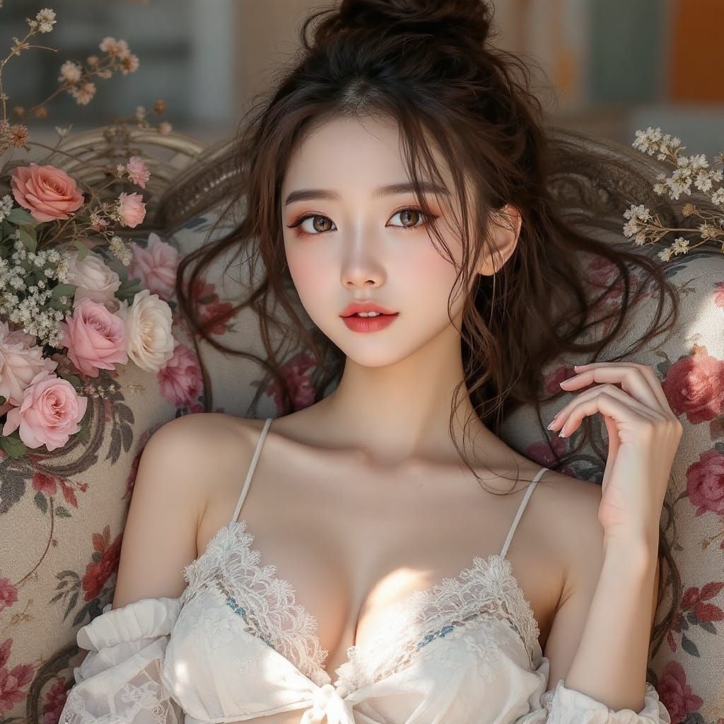 Asian Dancer in Traditional Korean Attire