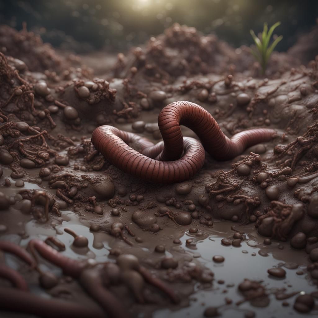 Earthworm in the mud