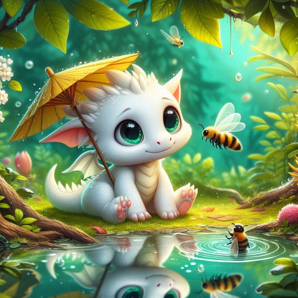 "Please excuse my friend’s situation over there. Could I possibly share your umbrella for a moment? Thank you."