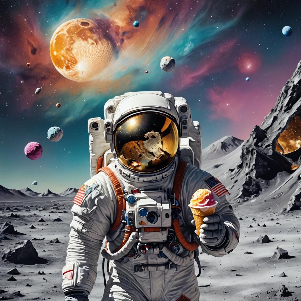 Astronaut Enjoys Ice Cream on the Moon