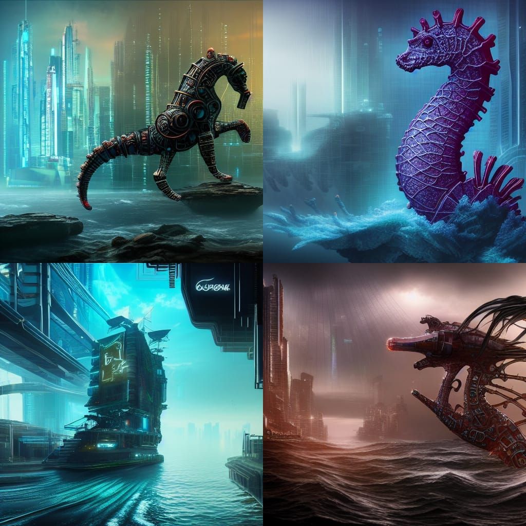 Cyberpunk seahorse