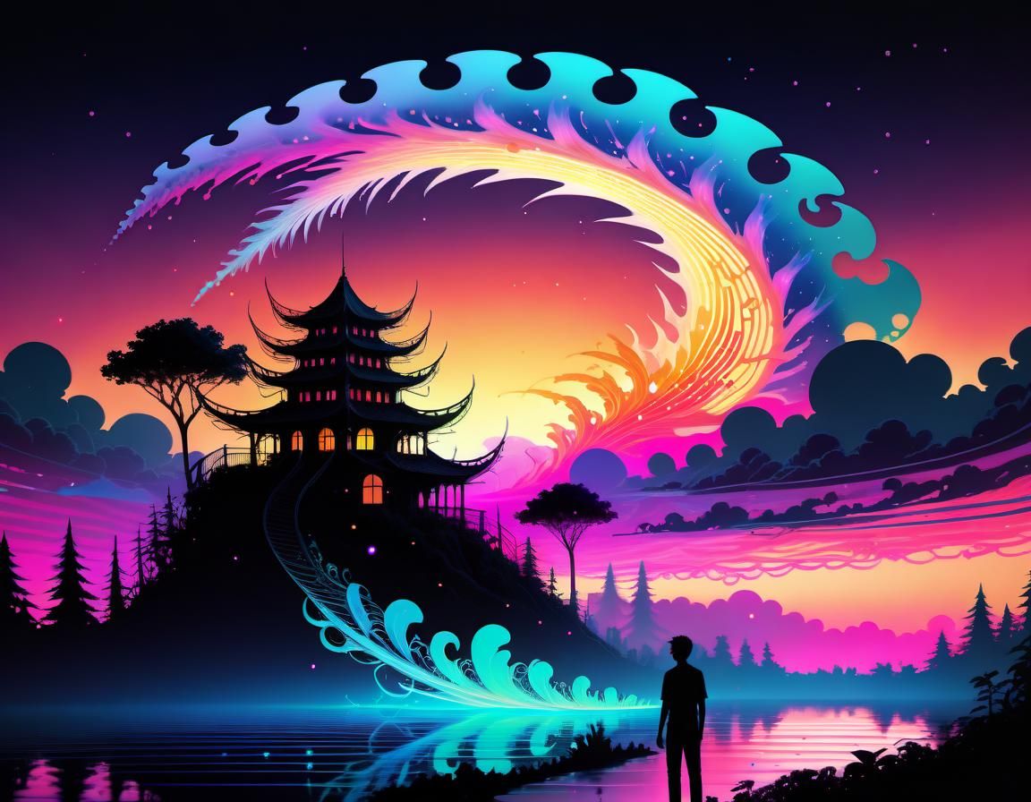 (Gorgeous insanely detailed_silhouette_illustration:1.7): (Colorful ...