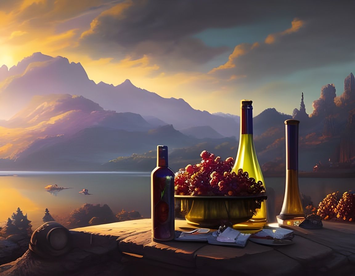 "Fine wine by the river"  by @CptM