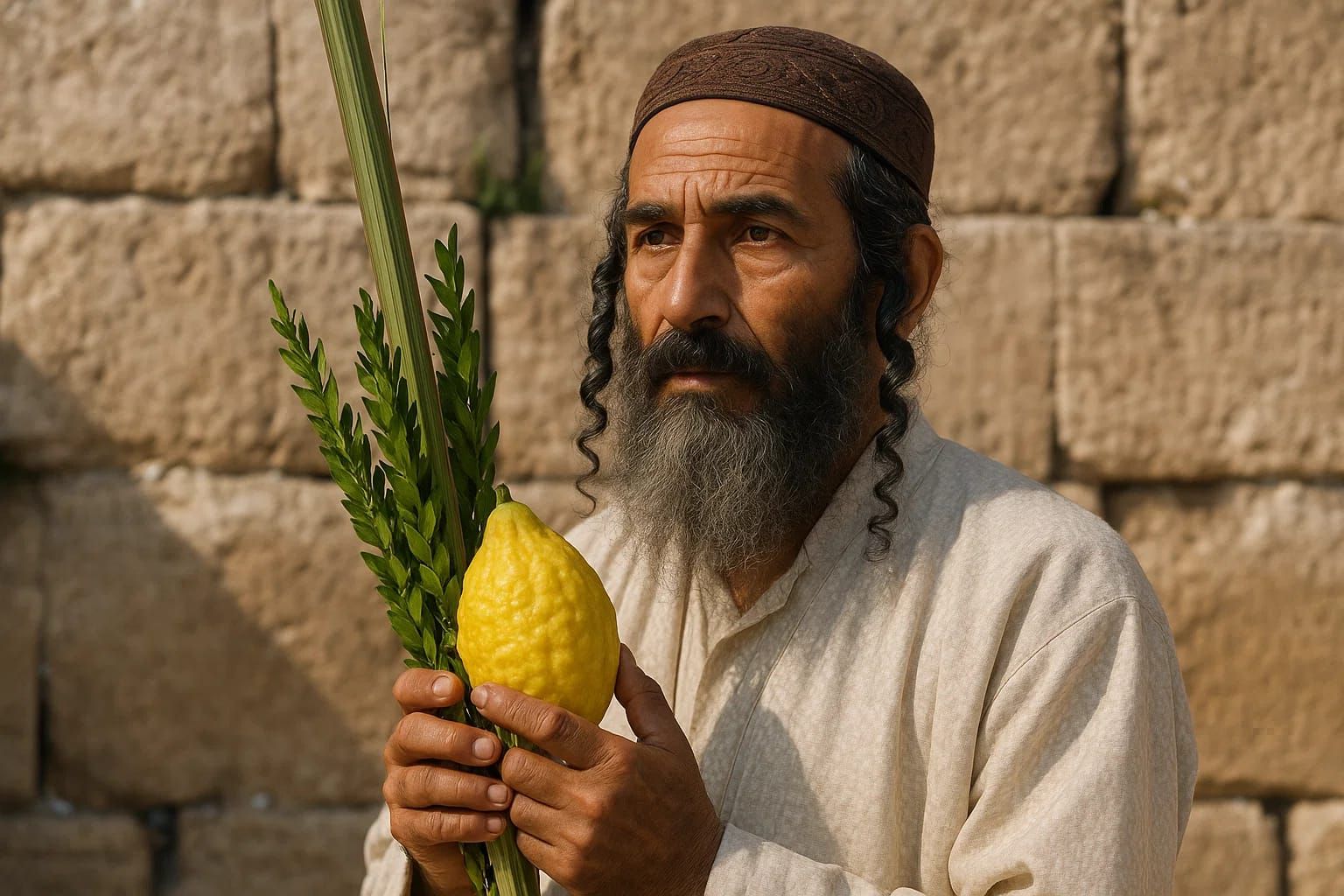 תימני נוטל את ארבעת המינים