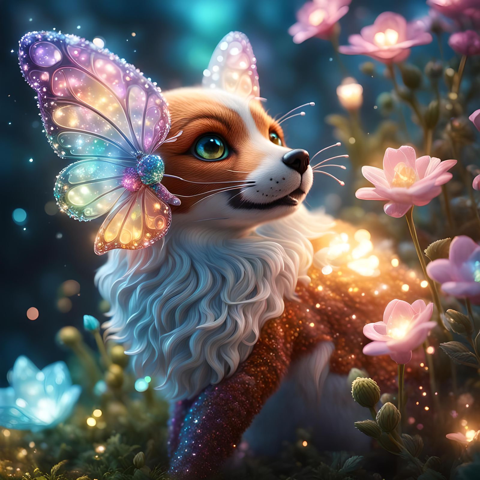  ...Fox and butterfly  by @EB