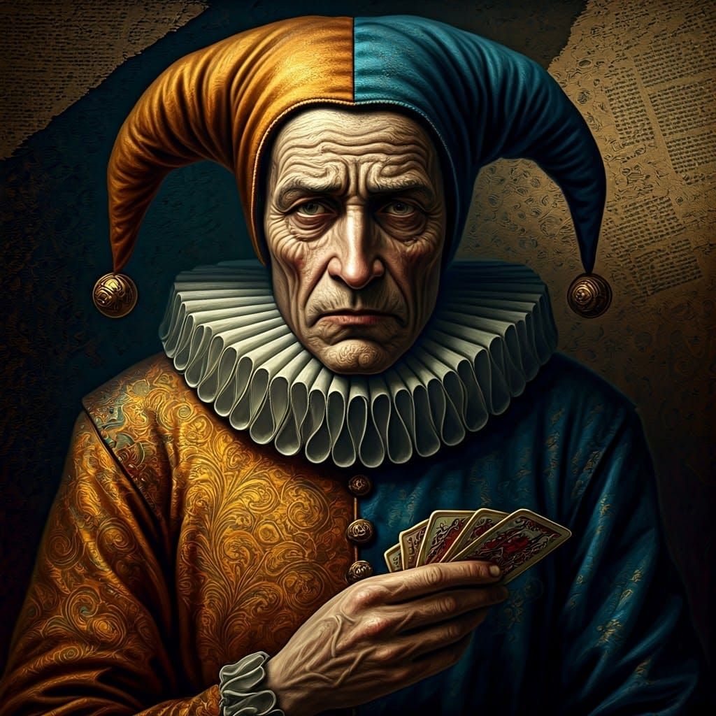 Eine traurige jester Figur mit müdem Blick  by @EHACKMANN 