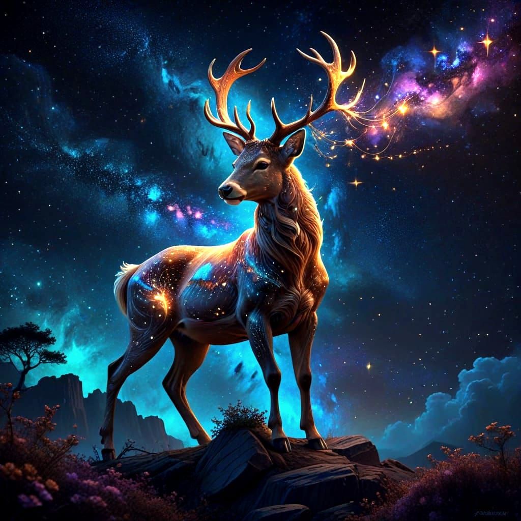 Cosmic deer  by @aquarelle