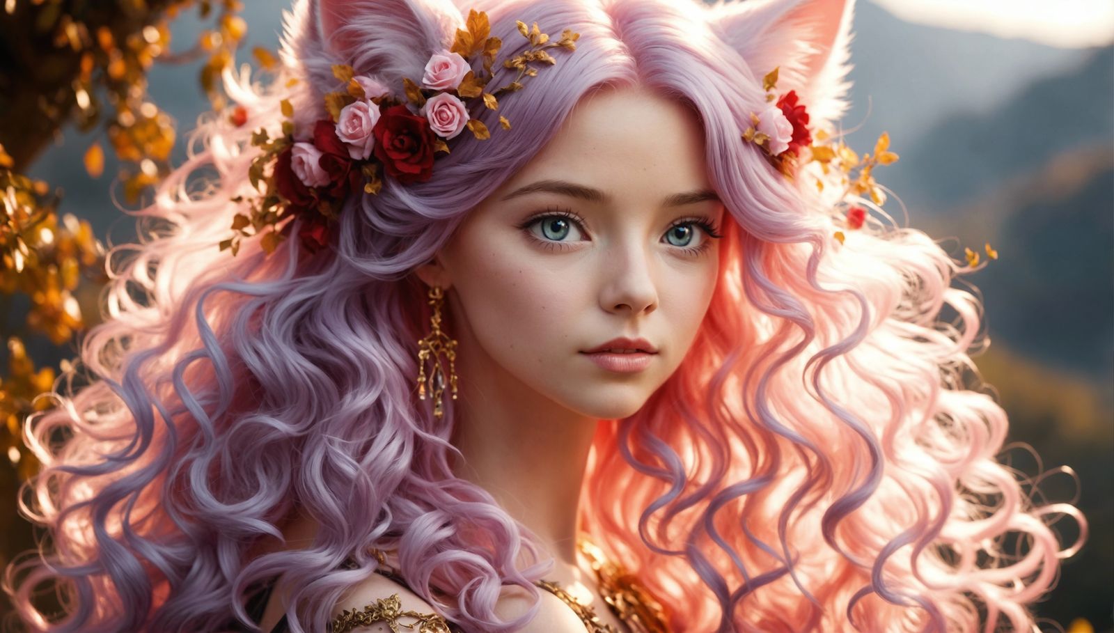 pink haired cat girl