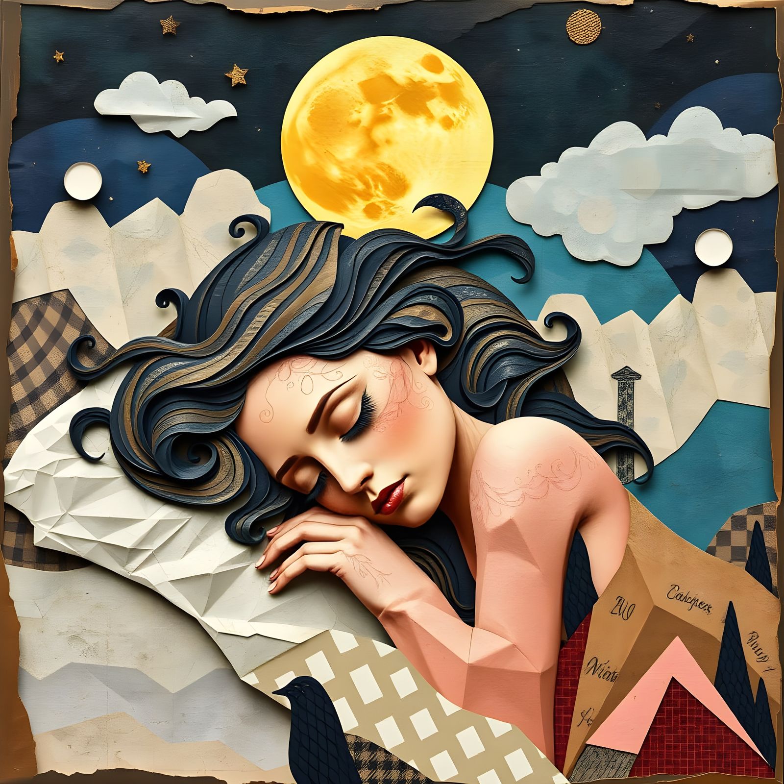 Dreamy Cubist Masterpiece of Paper Collage