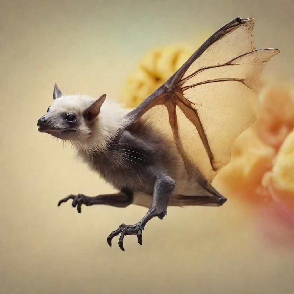 White fluffy fruit bat skeleton