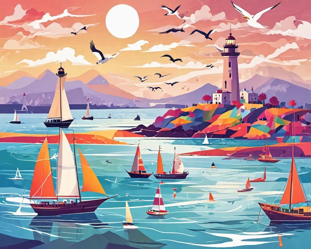 Lighthouse. Abstract scene.