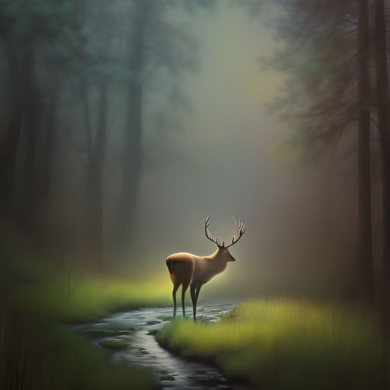 Deer in a quiet forest AI Generated Artwork NightCafe Creator