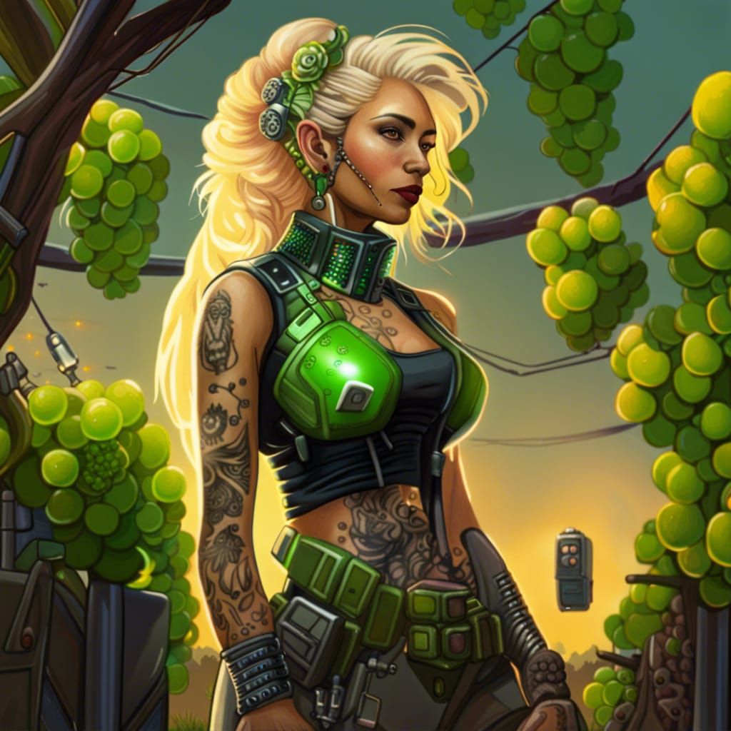 Cyberpunk at a vineyard