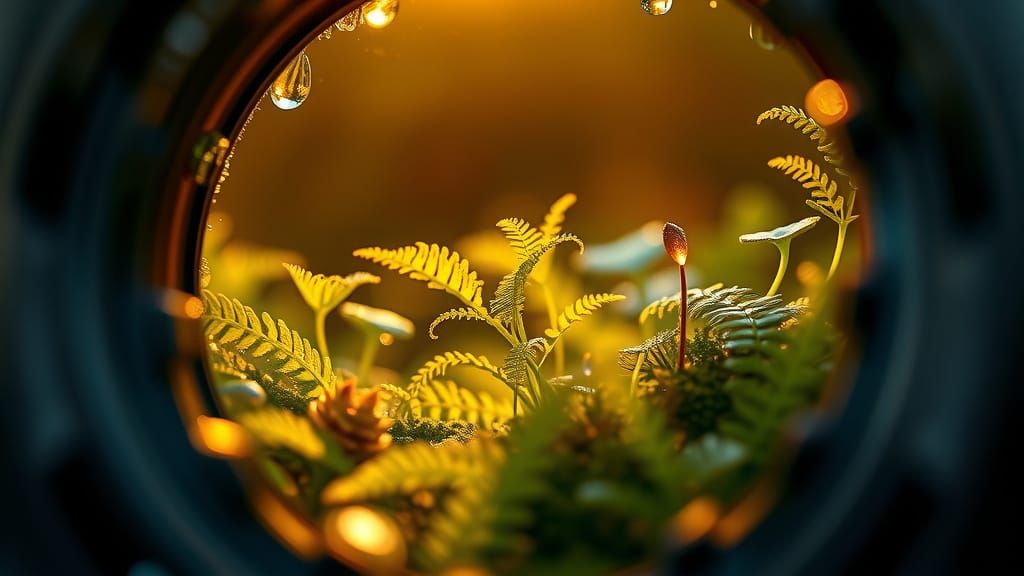 Jungle growing inside the cracked lens of an old forgotten camera  by @Skaterdog