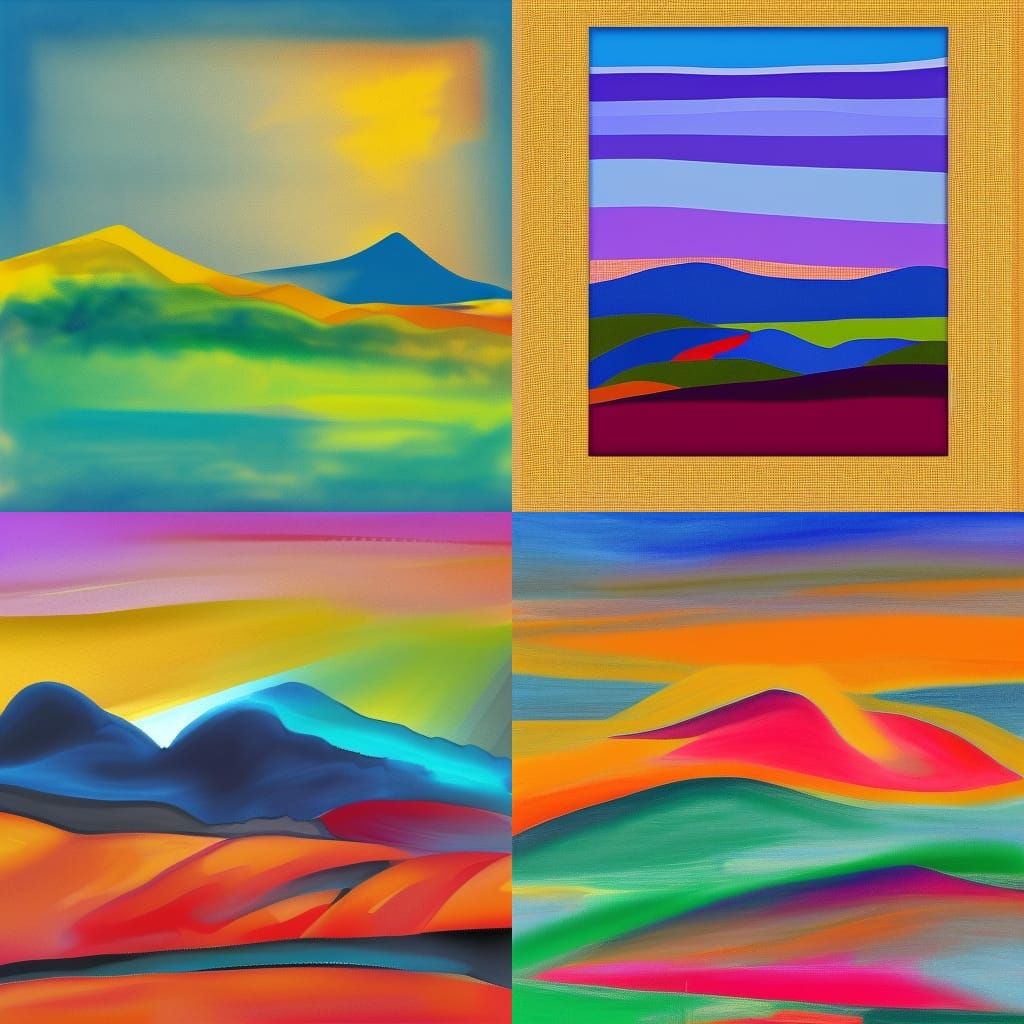 Two hills in the evening, crossing from right and left, descending into