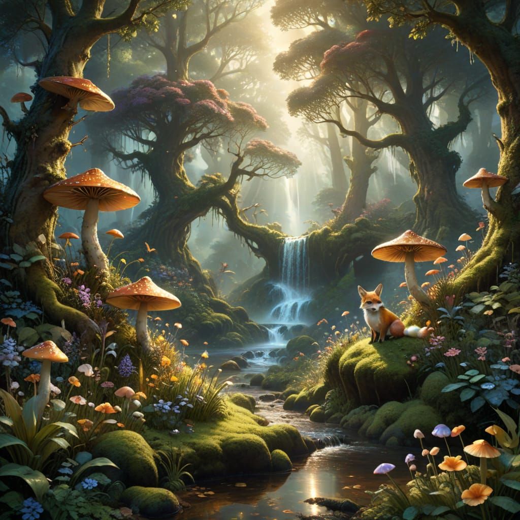 Whimsical Forest Gathering in Dreamy Light