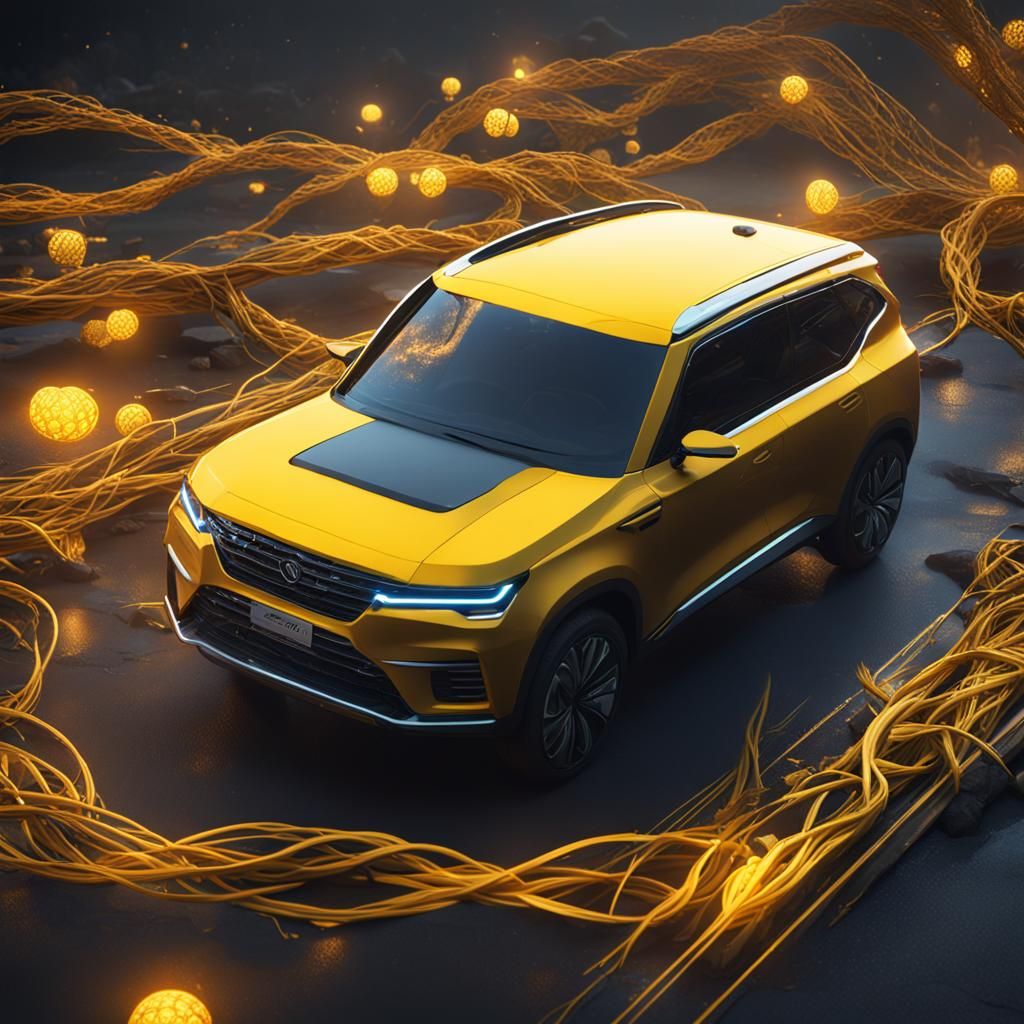 The logo "Sezar Net", On a car, yellow light,