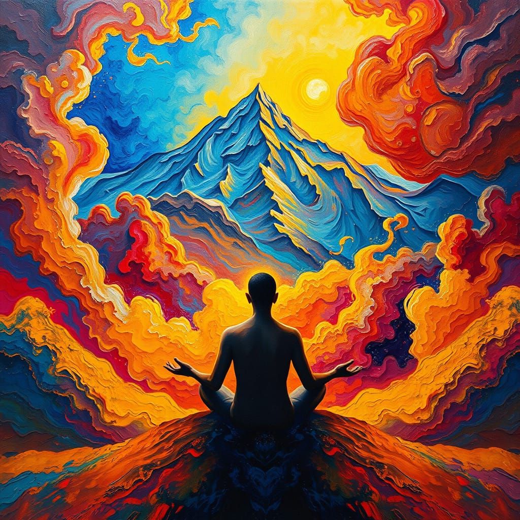 Cosmic Awakening in Vibrant Neo-Expressionist Style