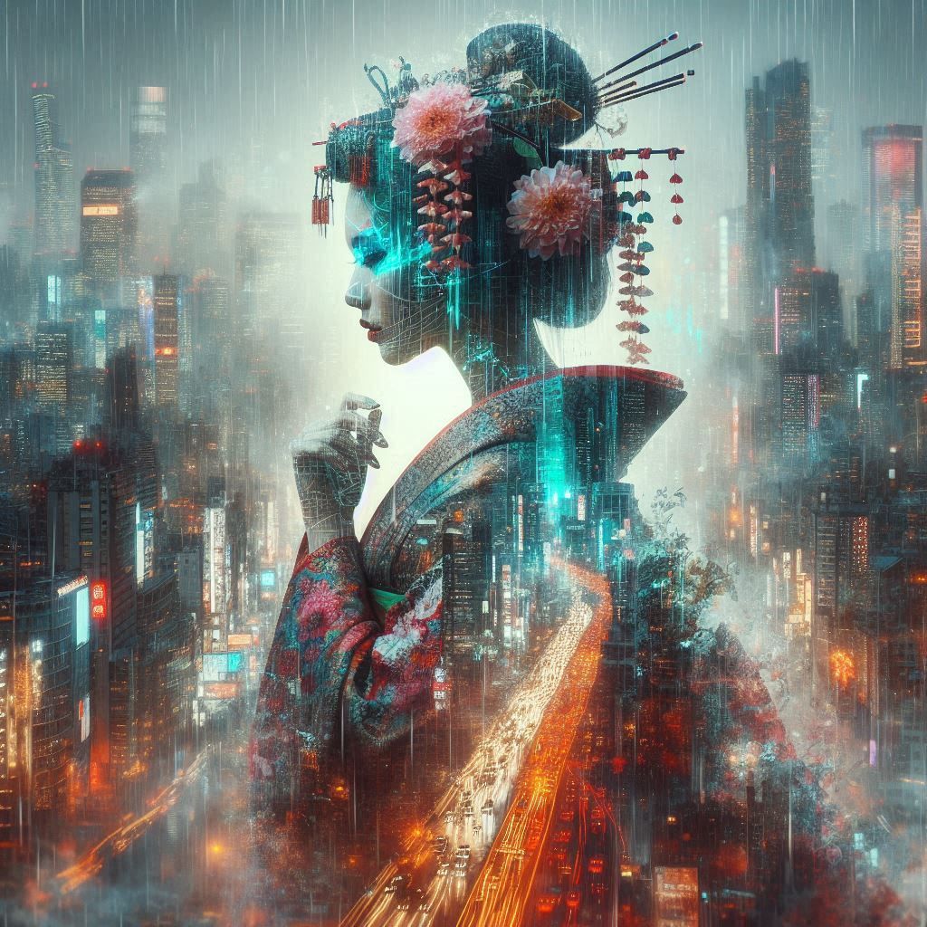 double exposure beautiful fantasy portrait landscape..