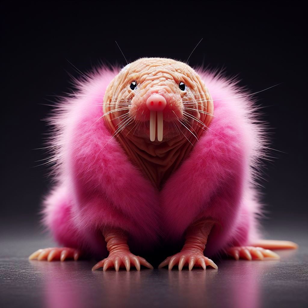 Naked-Mole-Rat in a Fake Fur Coat - AI Generated Artwork - NightCafe Creator