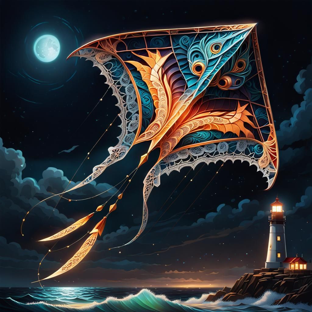 The Magnificent Kite That Colors The Night  by @Naripan