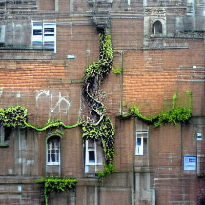 overgrown vines on a building