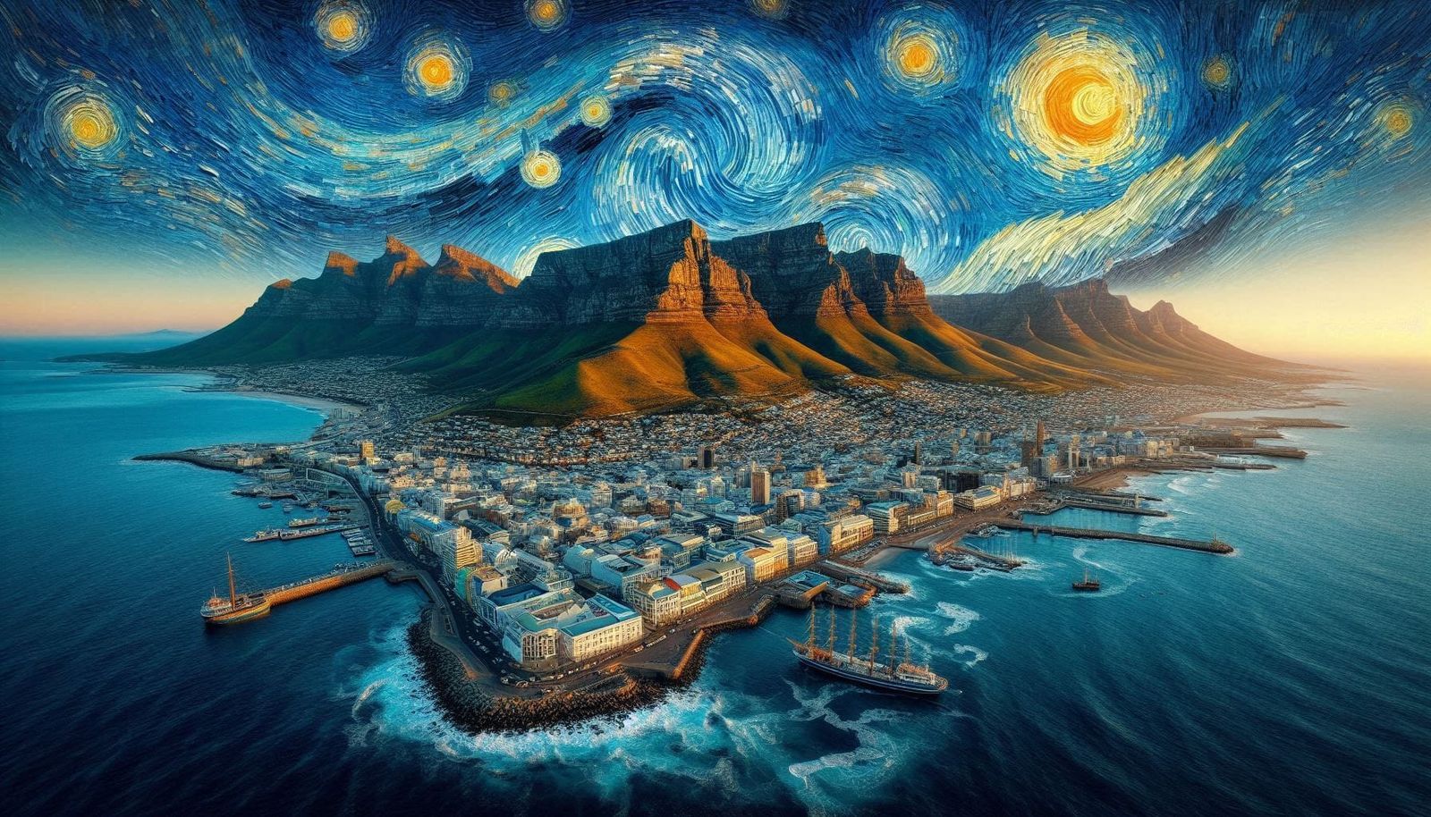 Cape Town in van Gogh style