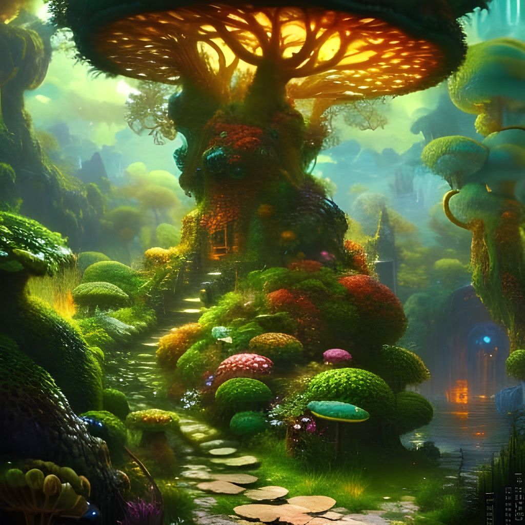 Mushroom Tree House - AI Generated Artwork - NightCafe Creator