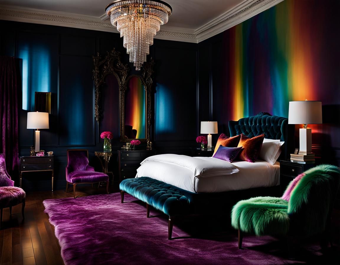 Dark Rainbow Bedroom