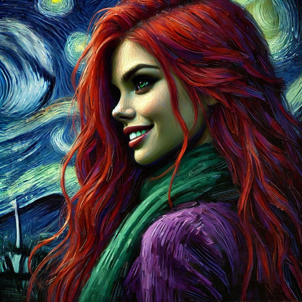 Daphne from "Scooby Doo" a la Van Gogh.