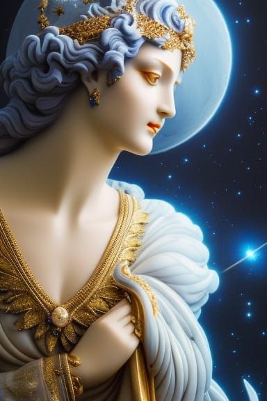 Statue Of The Goddess Of The Moon - Ai Generated Artwork - Nightcafe 